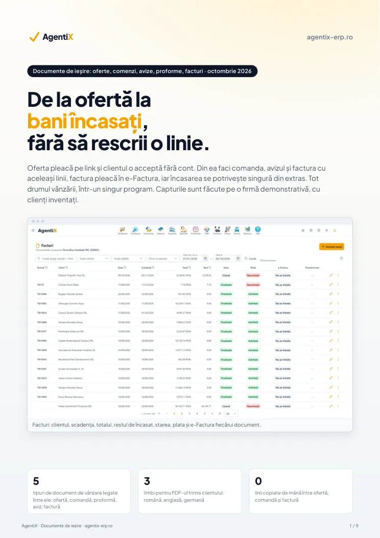 Coperta flyerului „Documente de ieșire”