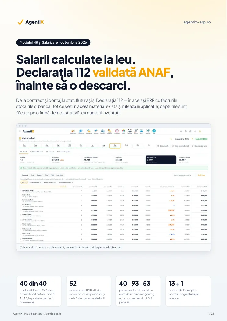 Coperta flyerului „HR și Salarizare”